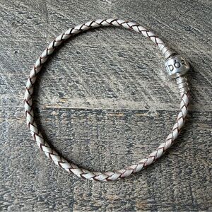 Pandora Champagne Leather Woven Bracelet